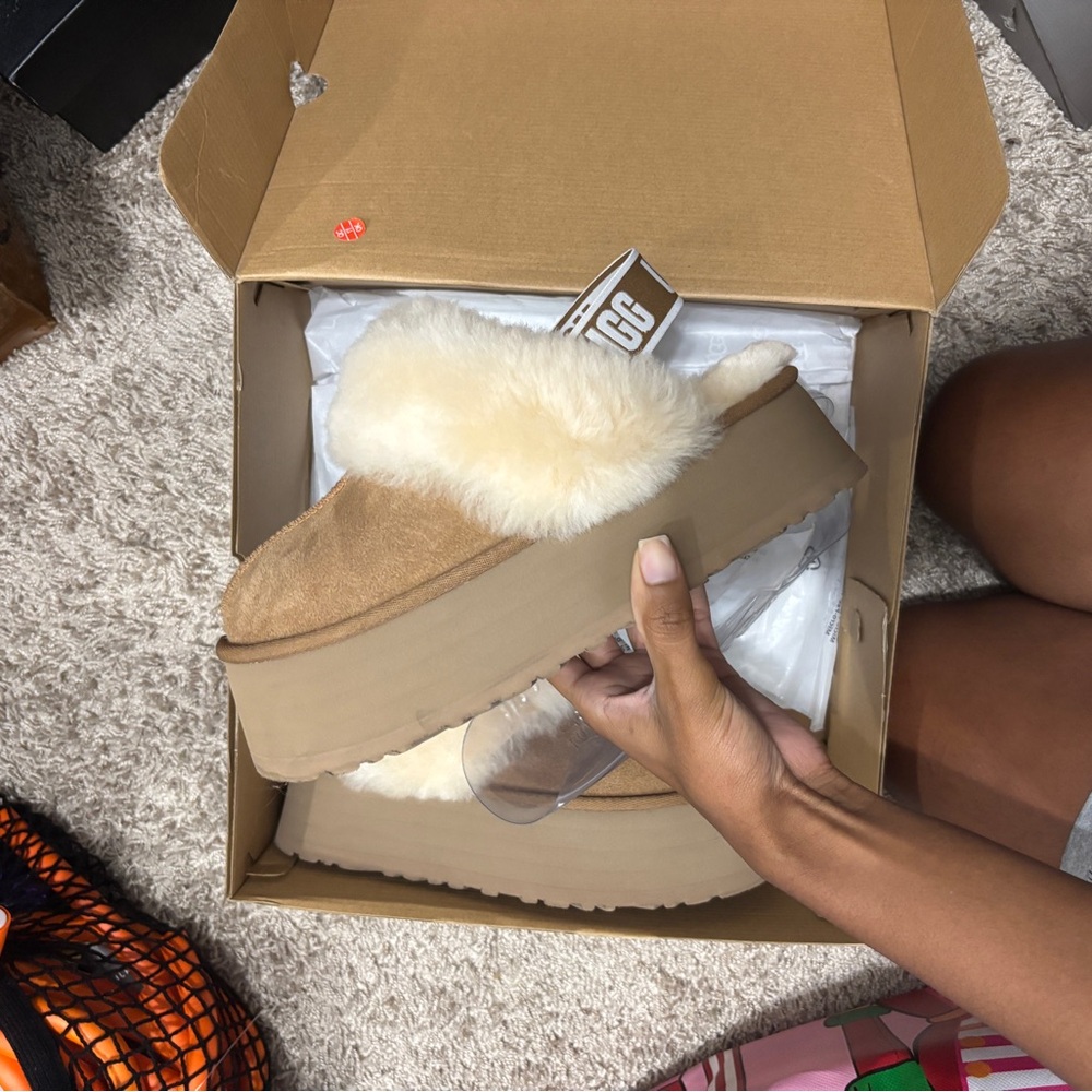 UGG Women's Tan Platform Slippers